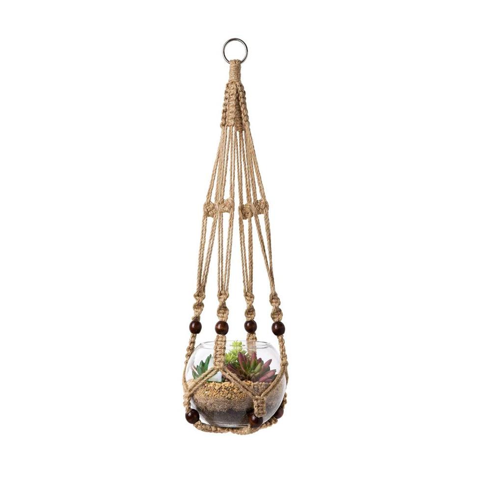 Handmade Macrame Plant Hanger Indoor Hanging Planter Basket Woven Cotton Rope Flower Pot Crochet Plant Holder Stand for Decor