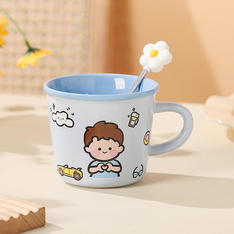 Hrnek pro rodiče a děti, roztomilá sada keramických hrnků, speciální pohár na vodu pro čtyřčlennou rodinu, domácí snídaňový hrnek na mléko pro děti