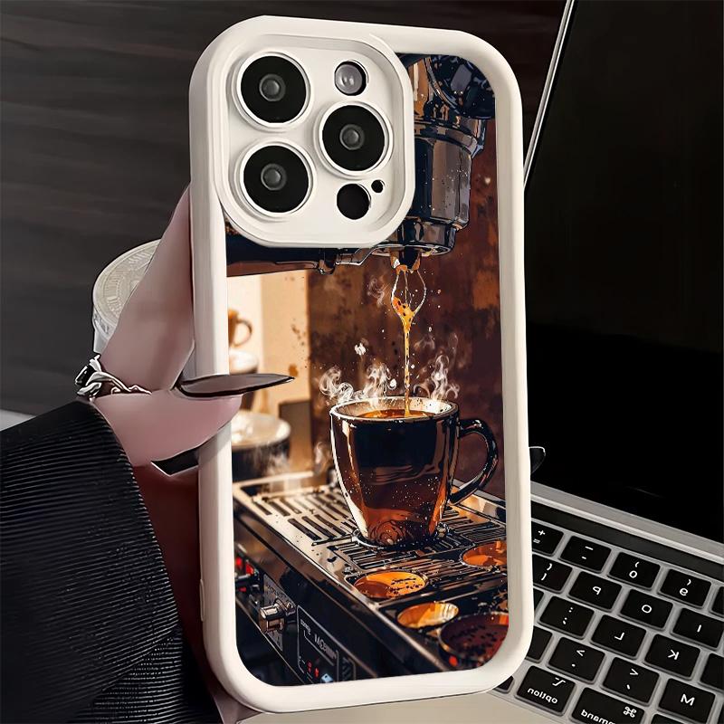 Phone Case for iPhone 17 Air 16E 15 16 Pro Max Black Coffee Fashion Style Cover 14 Plus 13 12 Mini Soft Shell Silicone Fundas
