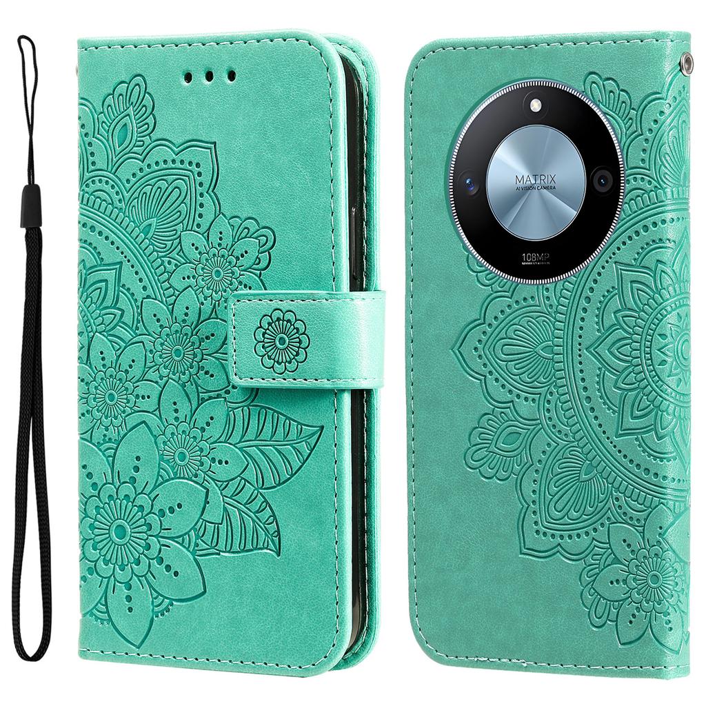 For Honor X60 5G Case Floral Pattern PU Leather Wallet Stand Phone Cover