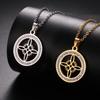 LIKGREAT Stainless Steel Celtic Witches Knot Zircon Round Necklace for Women Men Hot Selling Viking Wiccan Talisman Jewelry Gift