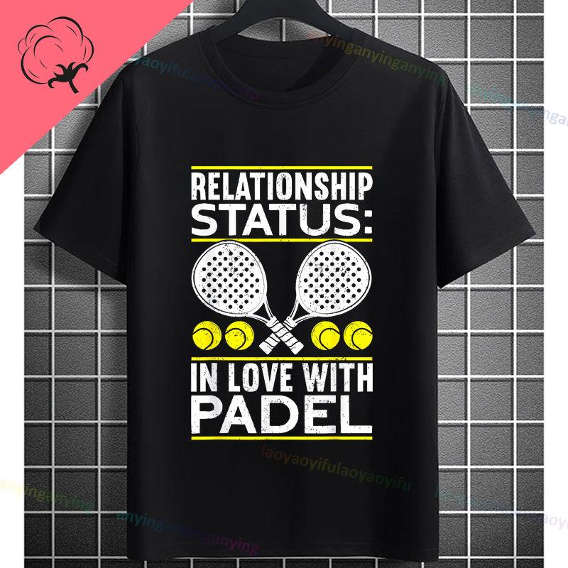 Unisex Funny Padel Tennis Graphic TShirt Black with White Padel Racket Ball Design Pure Cotton Casual Short Sleeve Tshirt