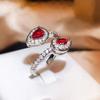 Fashion New Drops Full Diamond Ring Female  Silver Heart-shaped Ring Chinese Valentine's Day Gift To Girlfriend