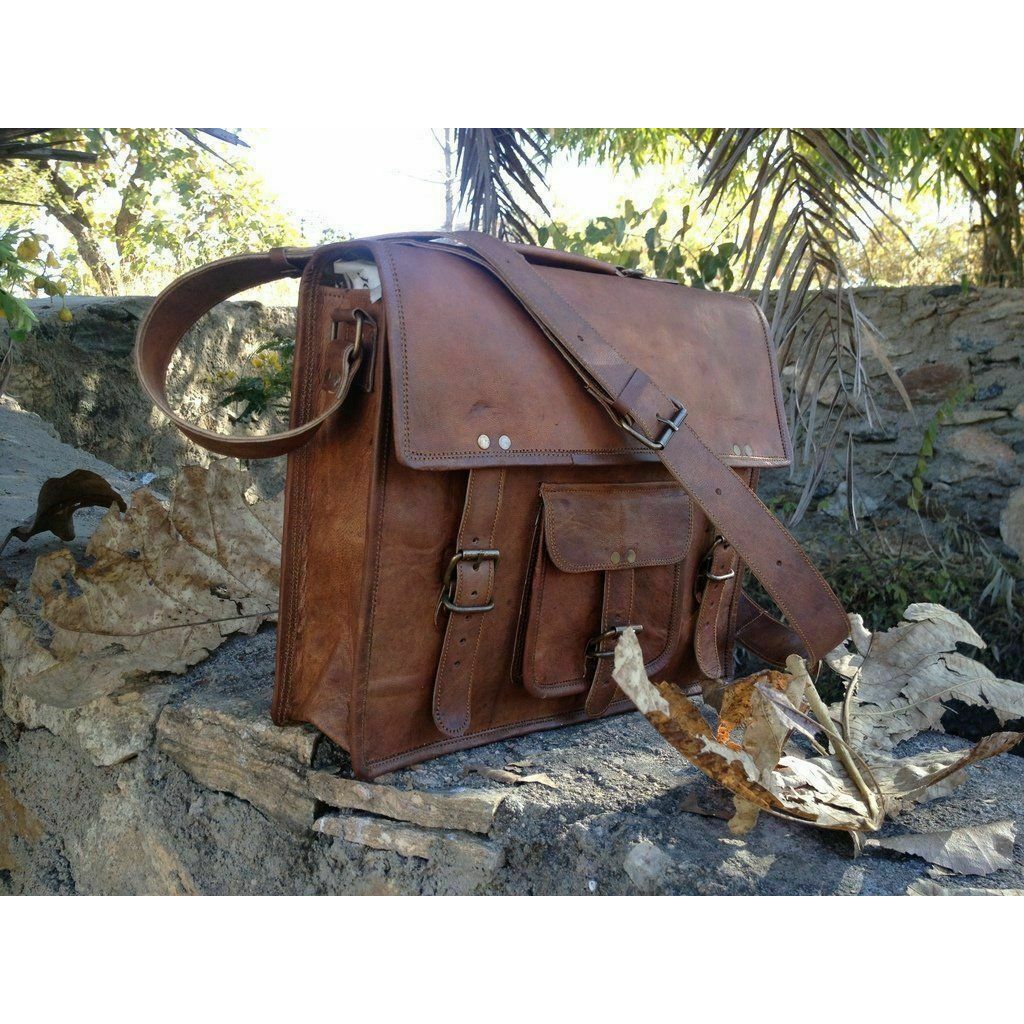 Vintage Herrentasche Leder Messenger Schultertasche Schule S Aktentasche Laptop