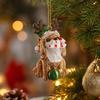 Christmas Resin Dog Shaped Ornament with Antlers and Hat, Hanging Tabletop Decoration for Holiday Home Decor