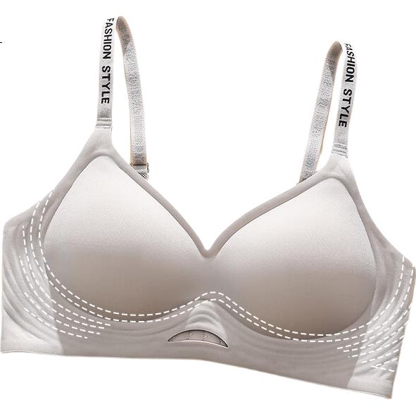 GUJIN Seamless Bra for Women Small Bust Thin Straps Push-Up Lift Side Support Anti-Sagging Backless Thin Gray Bra