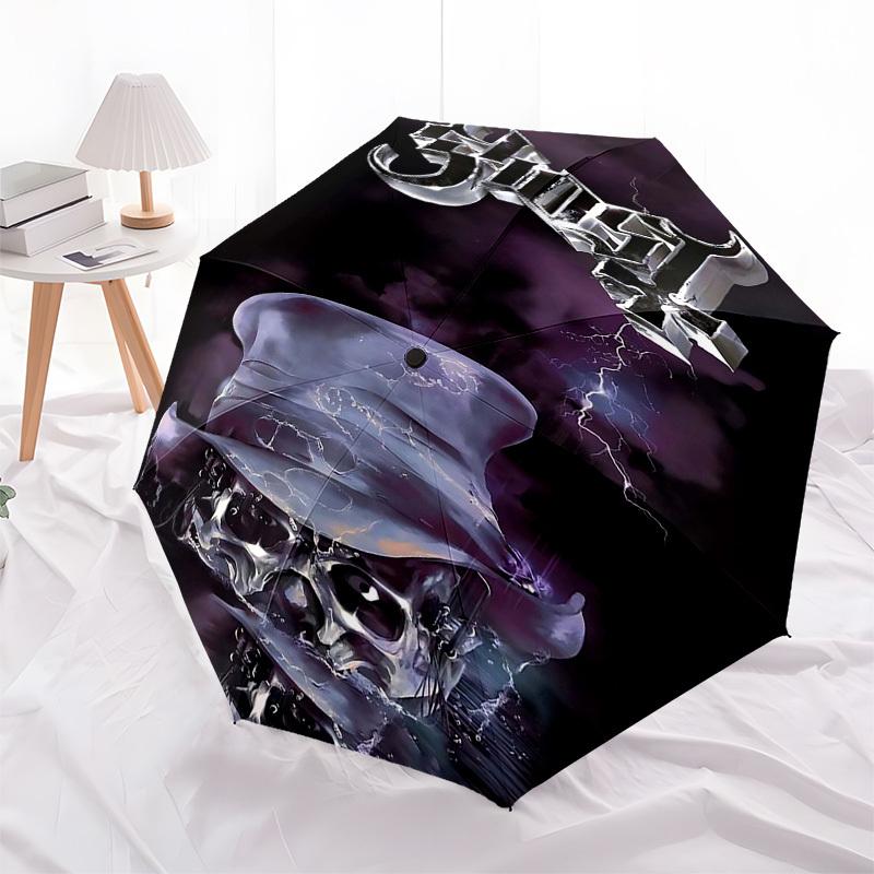 1pc Skull Lightning Automatic Open, Windproof, Compact Travel Umbrella, Gift for Birthday, Christmas, Business 93009