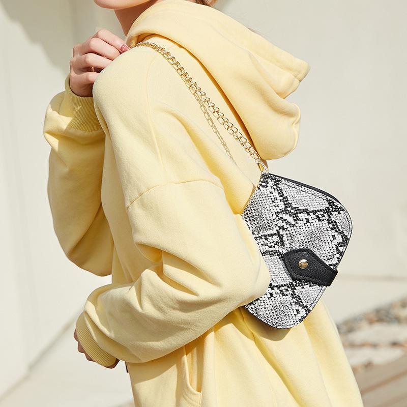 Cross-Border Snake Pattern Small Bag Women's Bag New European and American Retro Personality Crossbody Bag Shoulder Bag Small Bag Wholesale