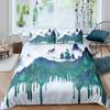 Natural Landscape King Queen Duvet Cover Comic Ink Painting Style Bedding Set Adults Tree Mountain River Polyester Quilt Cover