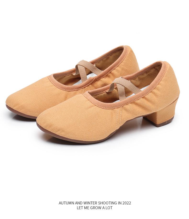Women's Lace-Free Ballet Heeled Dance Shoes with Soft Sole for Yoga and Classical Dance