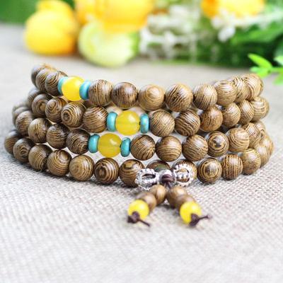 Tavuk Kanadı Ahşap Boncuklu Bileklik: 108 Parçalı Budist Tespih Erkekler ve Kadınlar İçin – Dokulu Güzellik, Hediyeler İçin İdeal.