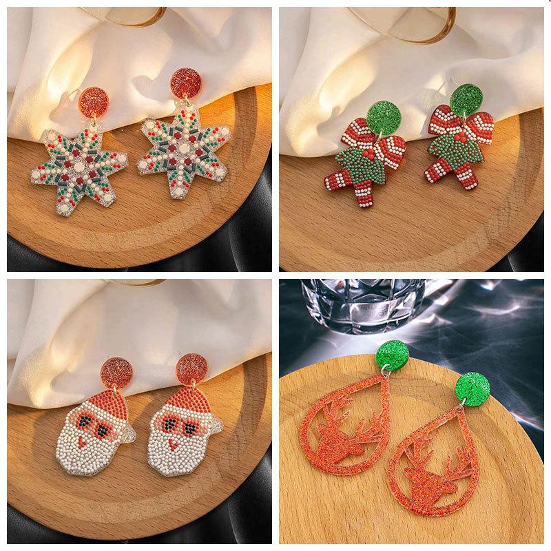 European & American Christmas Earrings: Cute Snowflake & Tree Designs for Women