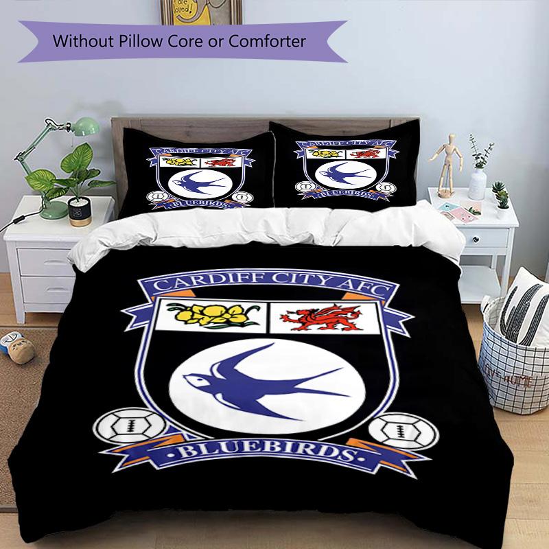 Cardiff Fc Crest Printed Pattern Duvet Cover Set – Includes 1 Duvet Cover and 2 Matching Pillowcases Bedroom Decor Christmas Gifts