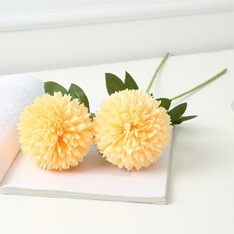 10 Pcs Artificial Chrysanthemum Ball Silk Flowers Flowers for Bride 52cm Single Stem Chrysanthemum for Wedding Bouquets Party Home Garden Decor