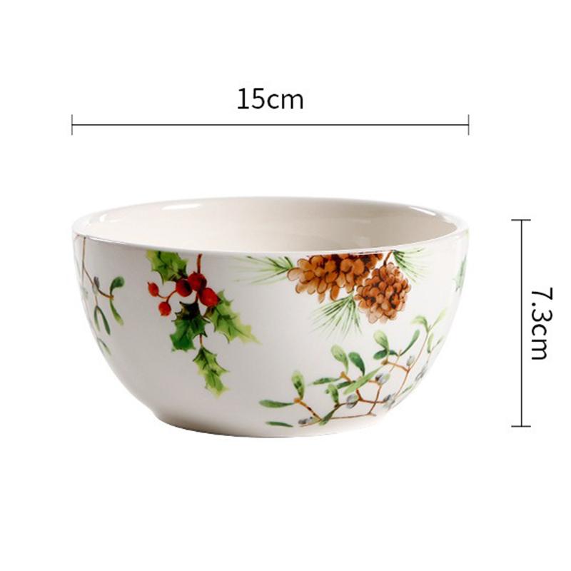 European Ceramic Tableware Christmas Plate Bowl Ceramic Cup Dish Steak Pasta Kitchen Tableware Dinner Plate Bowl XMAS Gift