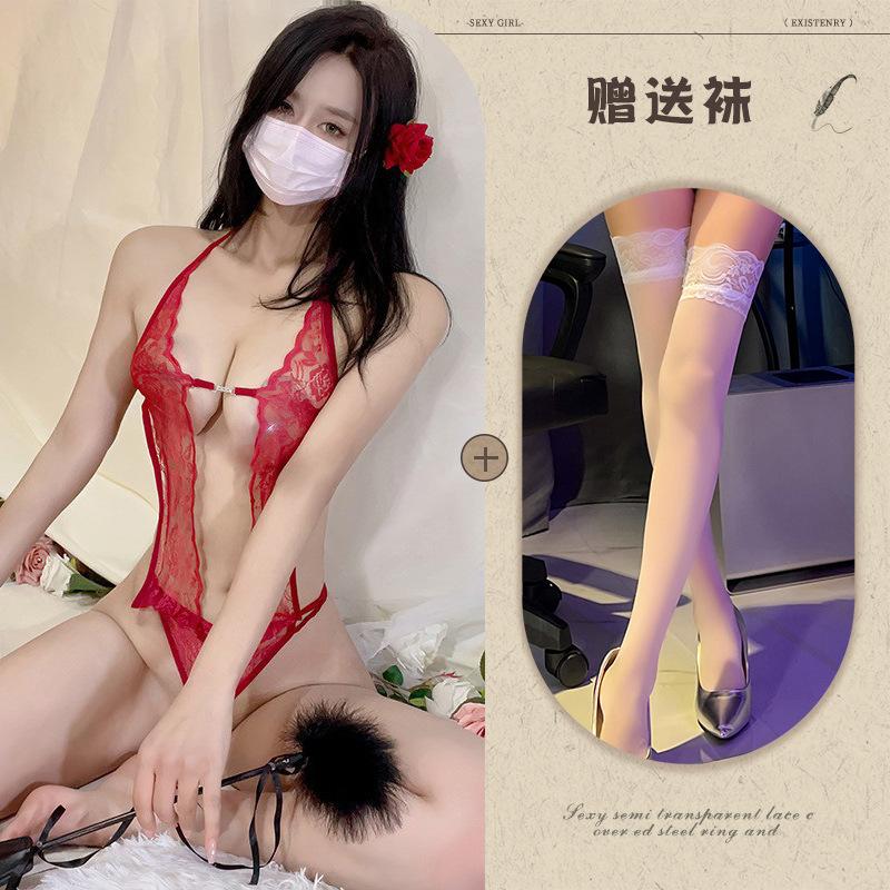 European and American sexy lingerie perspective backless body sculpting lace