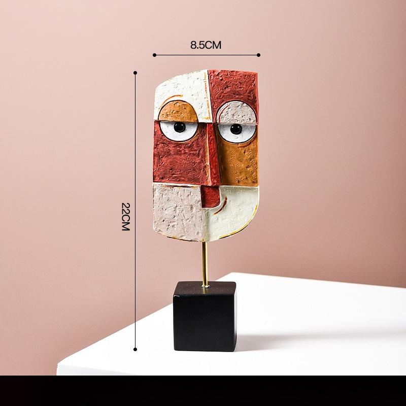 INS Nordic Style Resin Crafts Creative Living Room Wine Cabinet Decoration, Abstract Face Art Ornament