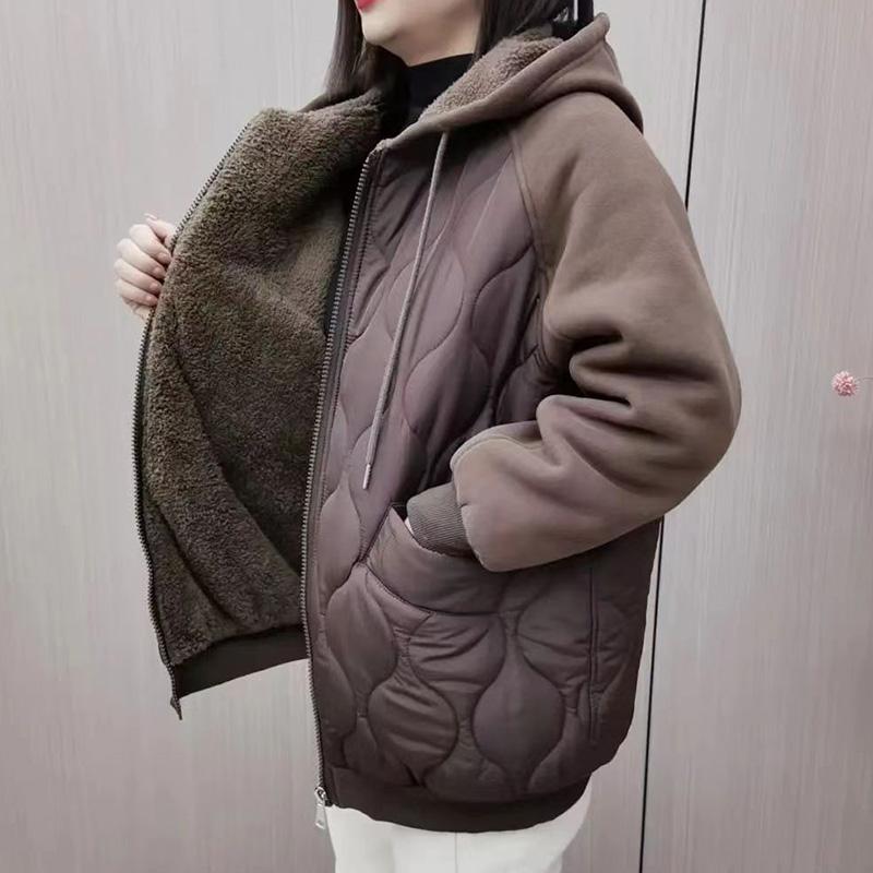 

Пальто для женщин Флис Утолщенный Плюшевый Осень Зима Оверсайз С капюшоном Повседневная Пуховая куртка XXL кофейный