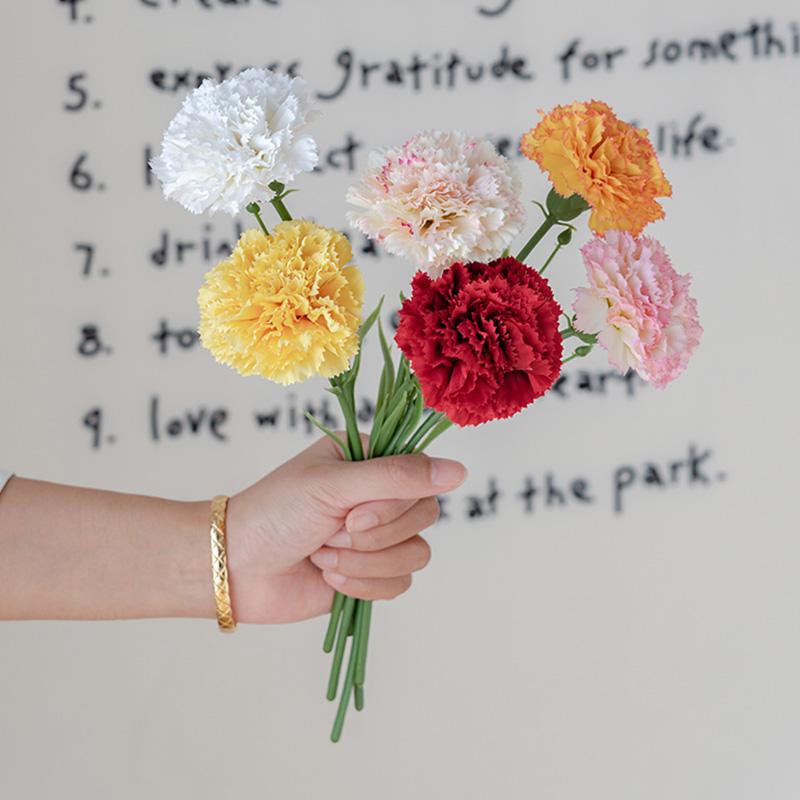 Artificial Carnation Flower Mother's Day Gift Diy Carnation Bouquet Vase Arrangement Decoration Mother's Day Bouquet Home Decor