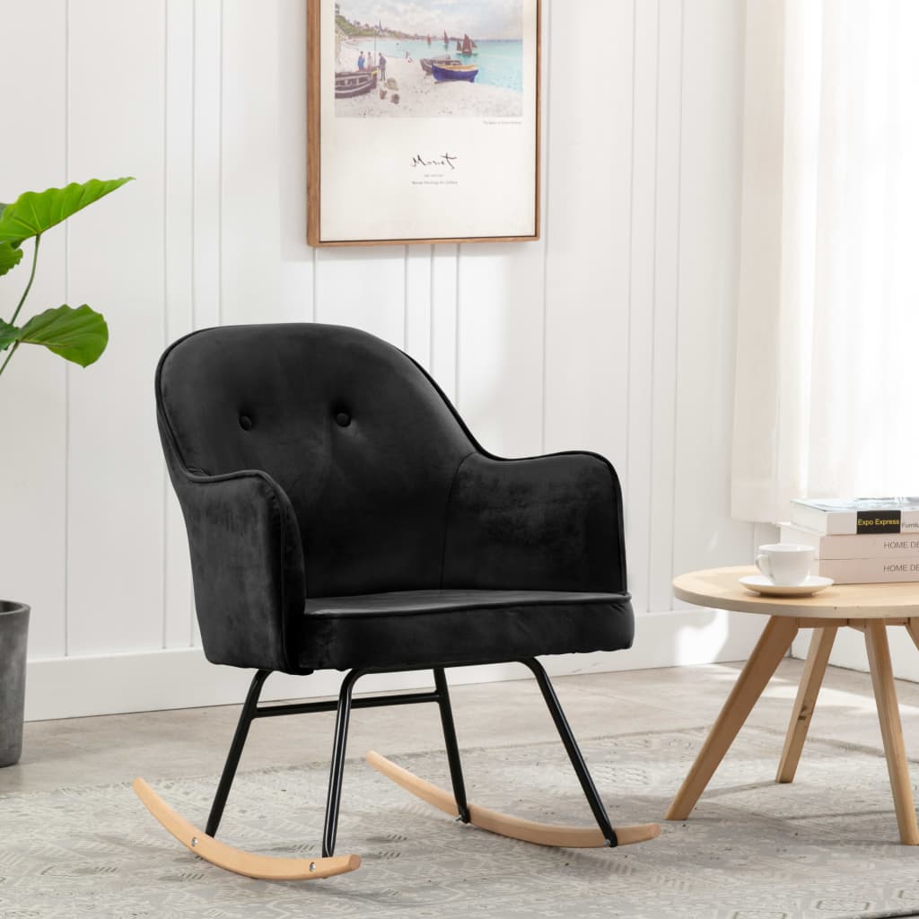 Rocking Chair Black Velvet