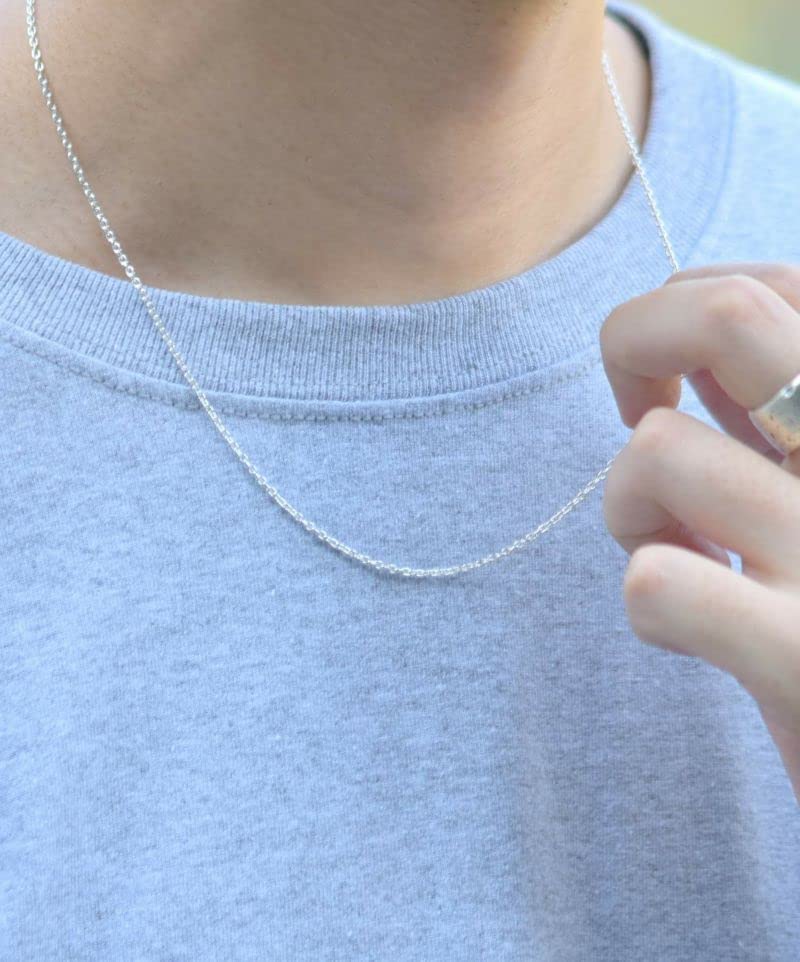 Small Silver Chain Sterling Silver Direct from the Figaro 50cm [Lion Heart] Necklace, 0.15cm wide, 925, Men's (with pouch), store, chain, (unoxidized)