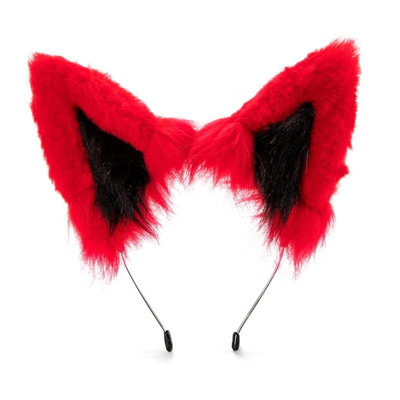 Realistic Wolf Ears Hairband Furry Headbands Plush for Coser Role Play and Photography Props