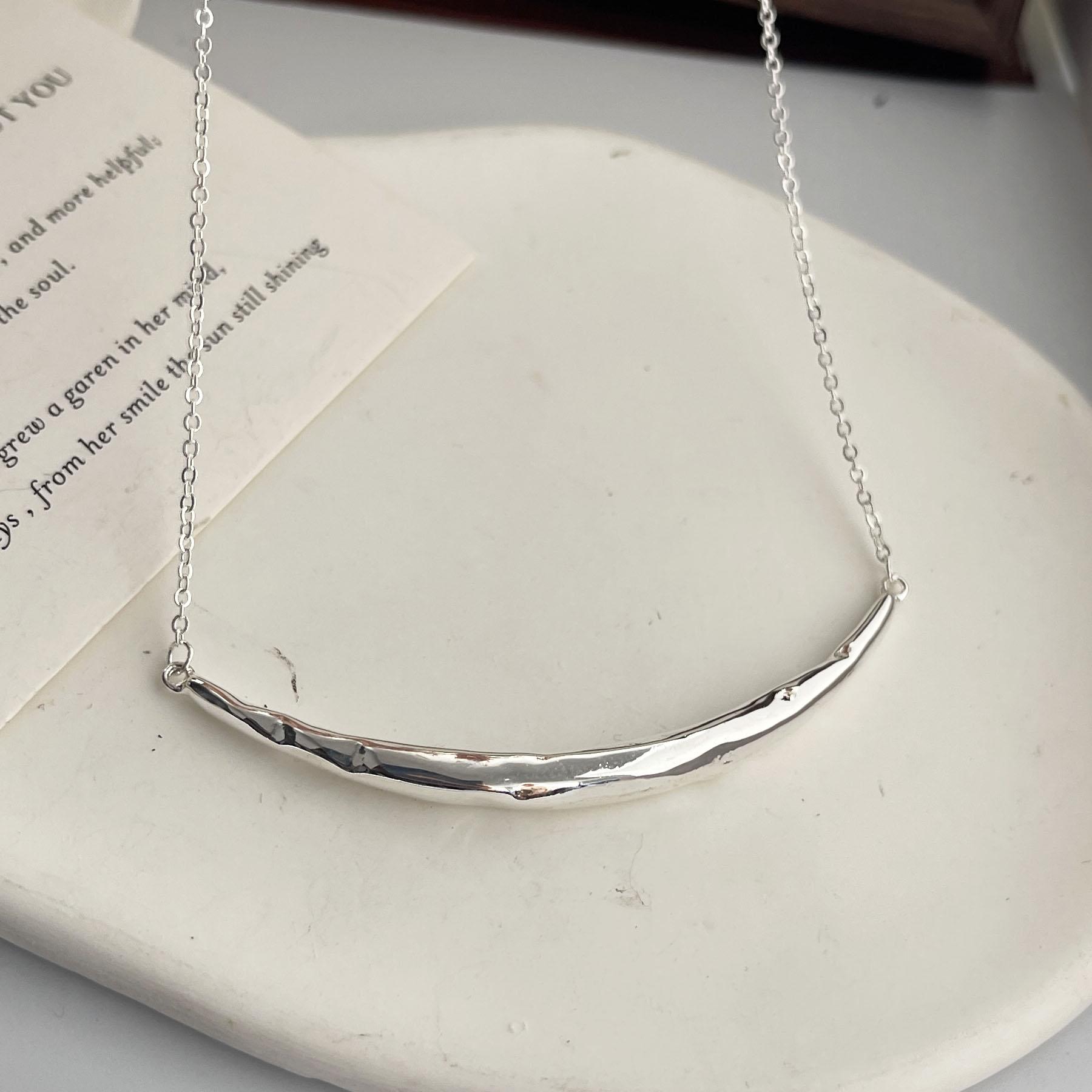 

S925 Sterling Silver Necklaces For Women Simple Chain Fashion Minimalist Pendant Necklaces Geometric Moon Necklace Birthday Gift