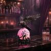 Halloween Home Decoration Gothic Crow Lamp, with Purple Light Ball, Resin Night Light, Matte Black Statue USB Powered Dark Style for