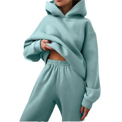 Damen-Trainingsanzug-Sets, warm, Sportanzug, Kapuzenpullover + Joggerhose, modisch, solide, zweiteilige Sets für Damen, Sweatshirt-Anzüge