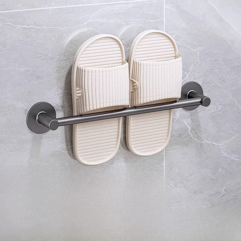 Space Aluminum Wall Mount Shoe Rack For Bathroom With Waterproof Adhesive Installation Modern Design For Home Organization