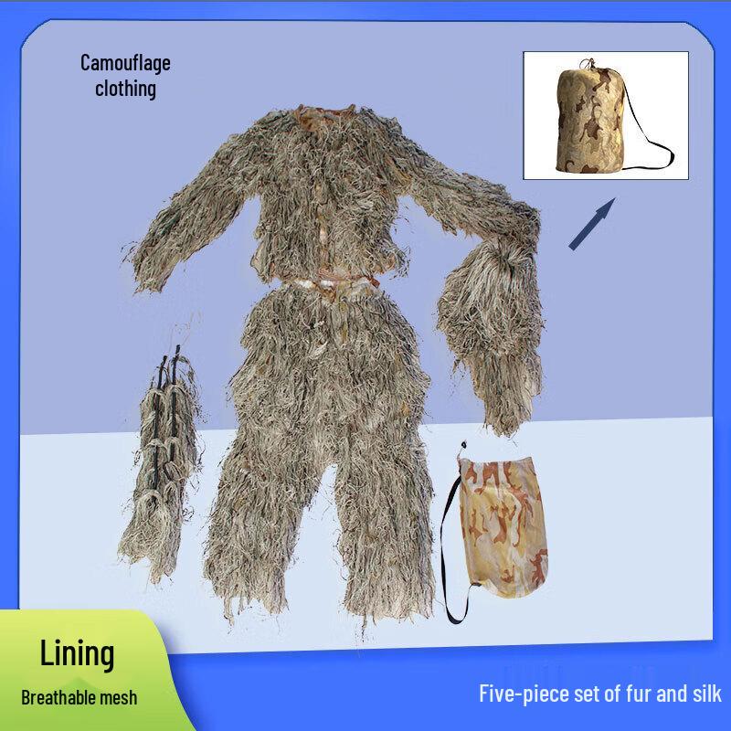Desert Camouflage Ghillie Suit 5-Piece Set