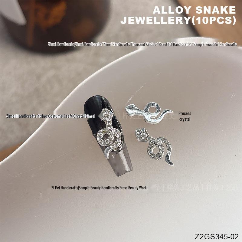 

Нейл-арт 2025 год Змеи Стразы Золотые и Серебряные Змеиные Аксессуары