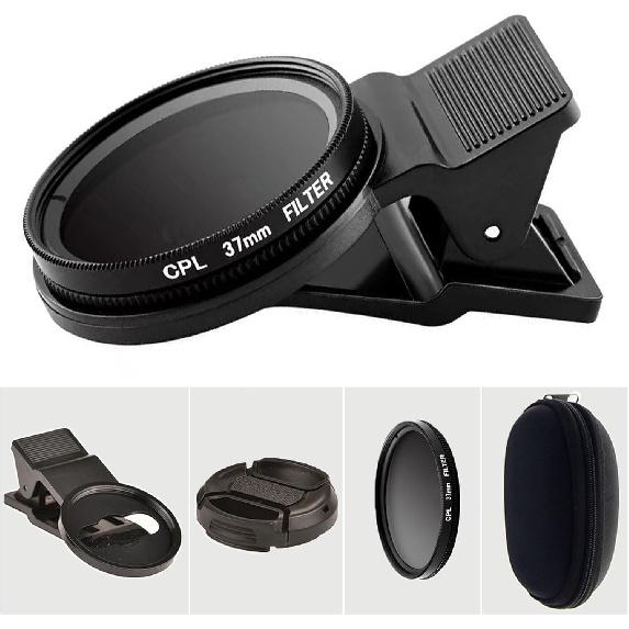37mm CPL Polarized Phone Lens, Universal Phone Camera Polarizer Filter Clip On CPL Phone Polarizer Lens, Polarized Lens for Phone Compatible with