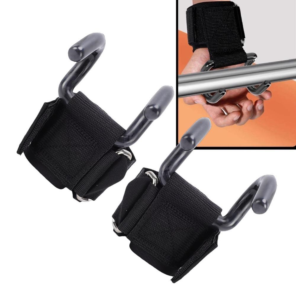 2pcs Heavy Duty Strap Lifting Hook Strap Adjustable Wrist Strap Pull Up Hook Gym Workout