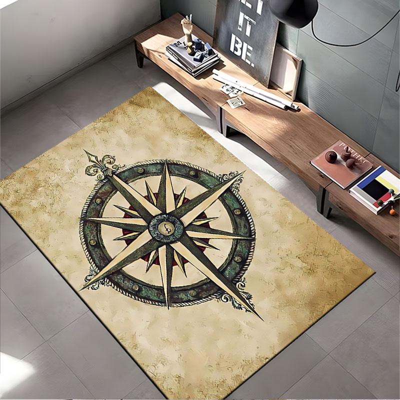 Vintage Kompassrose Kunstteppich geeignet als rutschfeste Matte für das Wohnzimmer oder Schlafzimmer Sofa