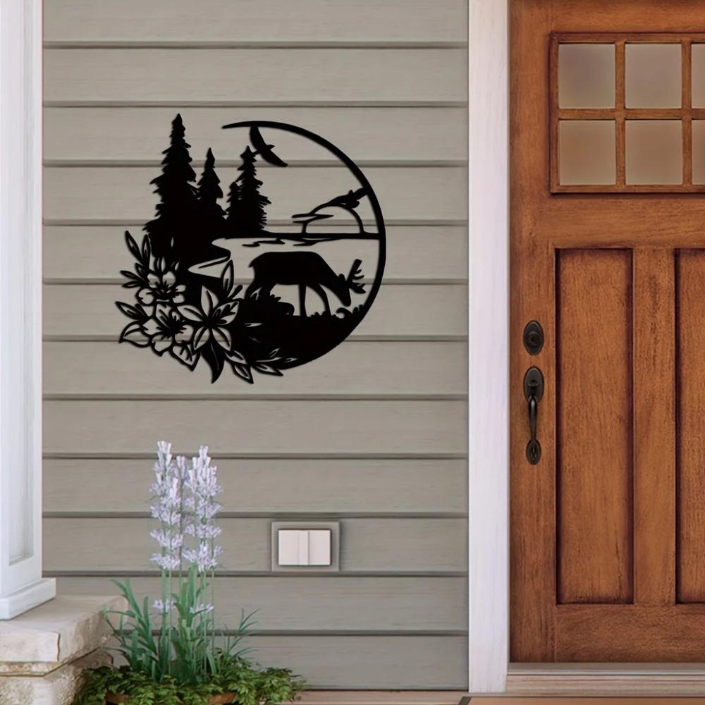 1pc Black Deer Wall Decoration - Modern Sticker Mural for Bedroom, Enhancing Room Decor with Style