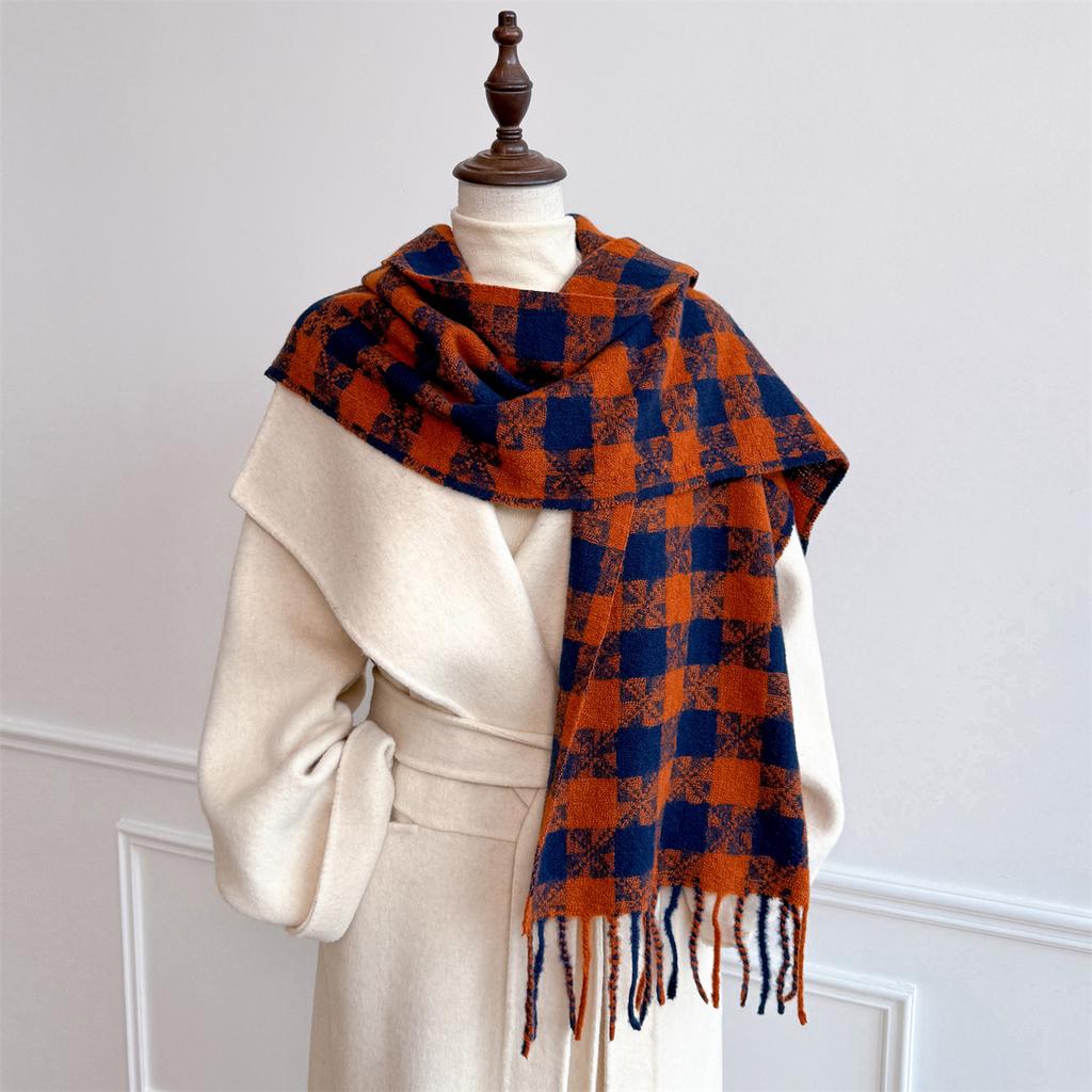 Imitation Cashmere Women Cold-Proof Winter Warm Scarf Stripe Thick Shawls Fashion Luxury Designer Tassels Pashmina Foulard