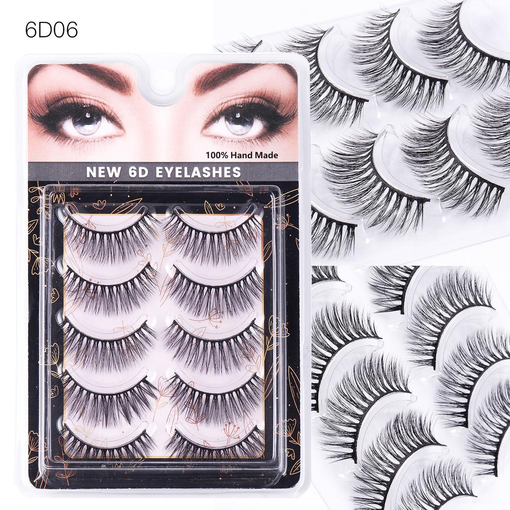 5 Pairs Of Eyelashes 6D Chemical Fiber Three-Dimensional Multi-Layer Crossed False Eyelashes Naturally Curl Eyelashes