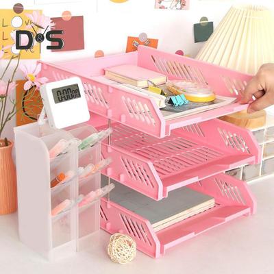 3 Tier Stackable Letter Tray Desk Paper Organizer Plastic File Document Storage Rack for Home Office School