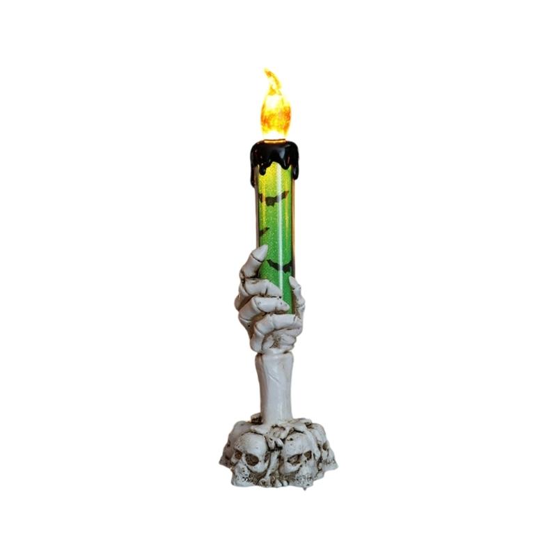 

Reusable LED Flickering Halloween Decoration Candle With Realistic Hand Designs Battery Powered Holiday Tabletop зелёный