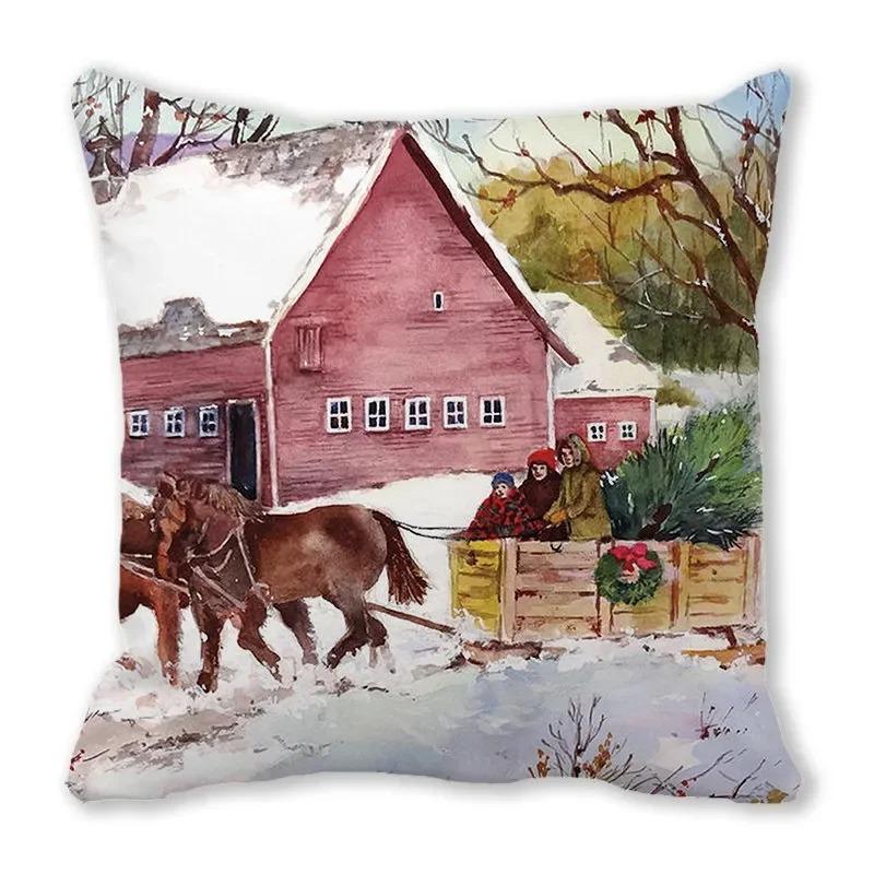 Christmas Themed Pillowcases Car Accessories Office Santa Claus Living Room Sofa Home Pillowcases