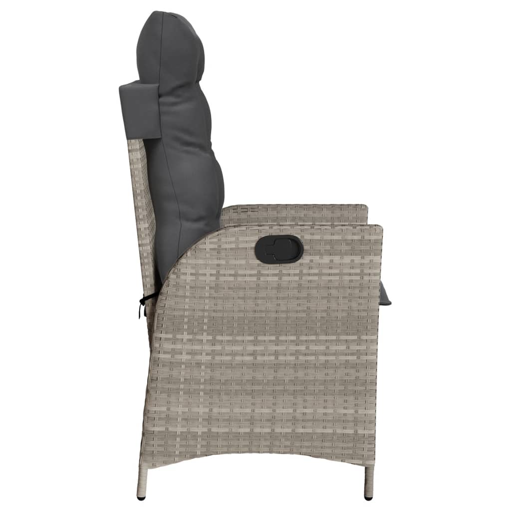 Garden Armchair with Cushions Adjustable Light Grey Poly Rattan