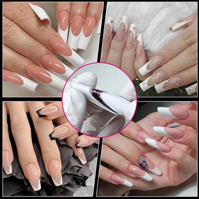 60Pcs Almofadas de silicone macias reutilizáveis Estêncil Adesivo francês Nail Art Extensão Duet System Dual Forms French Manicure Builder Tool