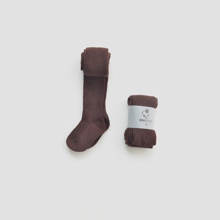 BOXDREAM Combed Cotton Kids' Tights - Striped Knit for Spring & Autumn