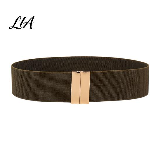 Comfortable Stretch Belt Wide Elastic Waist Belt, Adjustable Stretchy with Metal Stylish Modifier Square Buckle, Slimming Waistband for Dresses