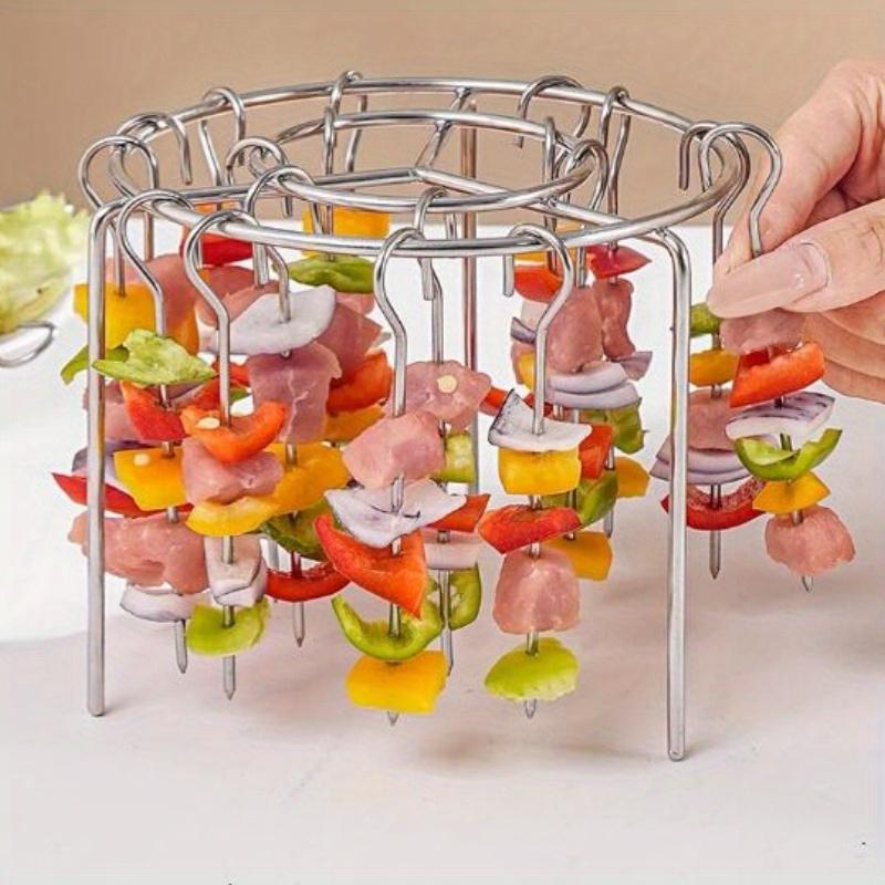 1 Set Stainless Steel Grill &Skewers, 12/24 pcs Needle, BBQ Set, Air Fryer, Oven, Grill, Skewers, Kitchen Supplies