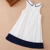 Robes plissées fraîches de style universitaire d'été pour filles, robes sans manches mignonnes et confortables pour enfants de taille moyenne et grande