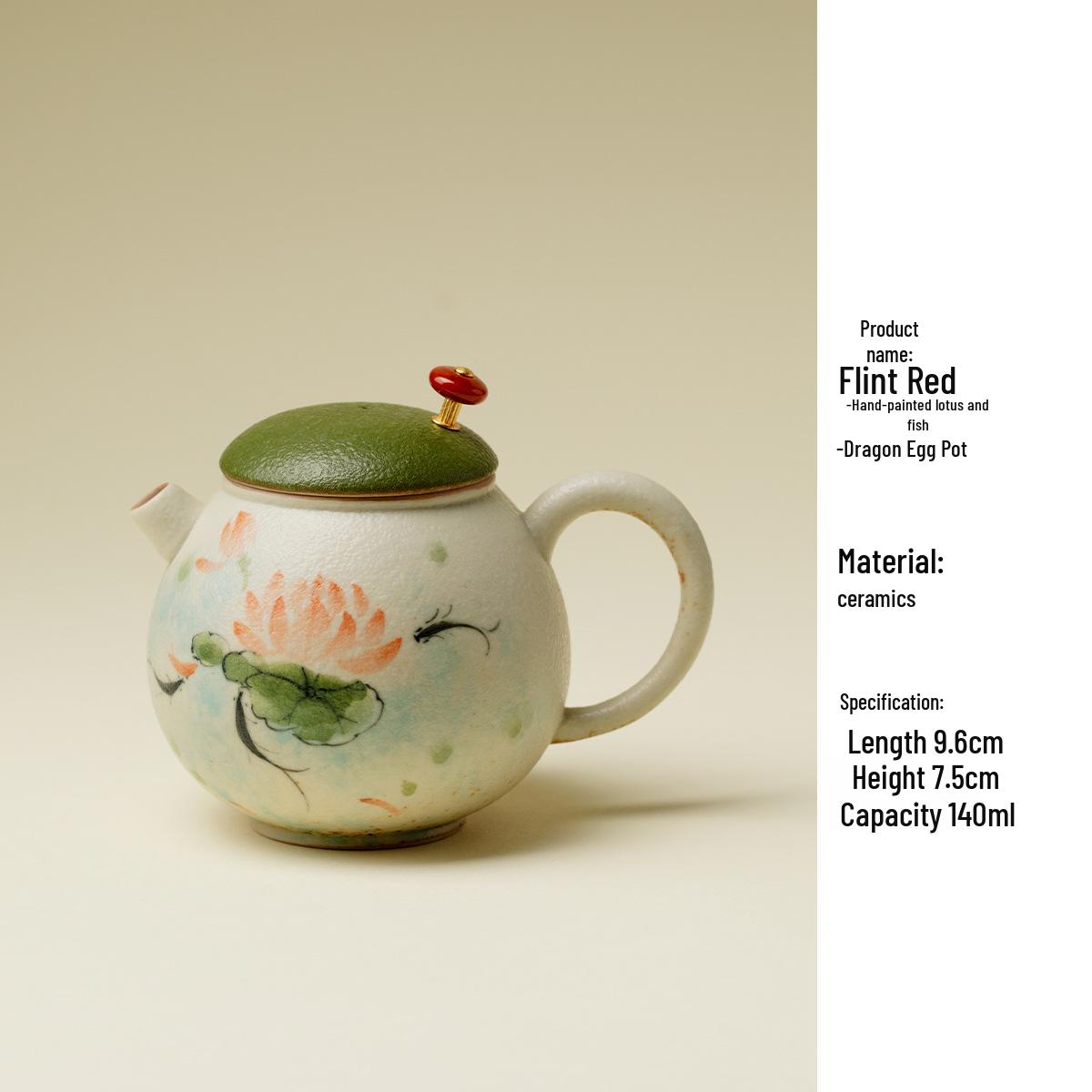 

Yanyan Shukè Hand-Painted Lotus Fish Ceramic Teapot with Caramel Glaze, Creative Gongfu Tea Set with Infuser and Ball Hole Filter