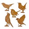 Retro Rusted Iron Garden Ornament: Four Little Birds Silhouette
