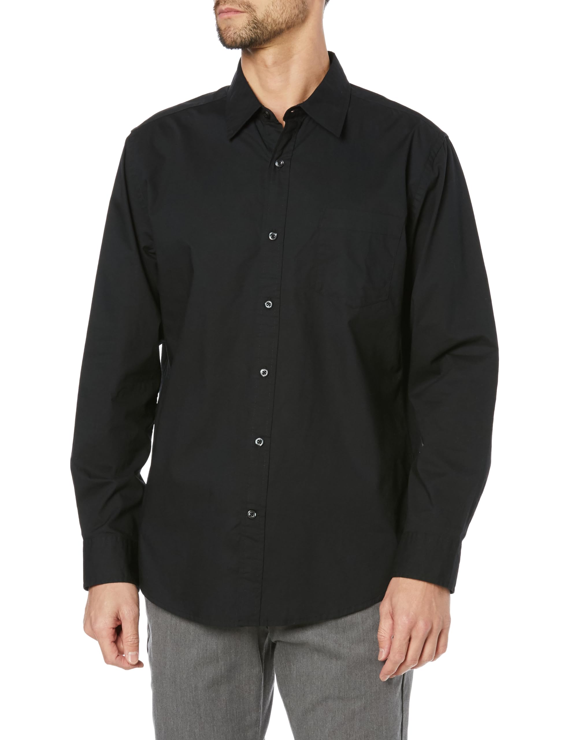 

Amazon Essentials Men s Regular Fit Casual Long Sleeve Poplin Shirt, Black, Size XL